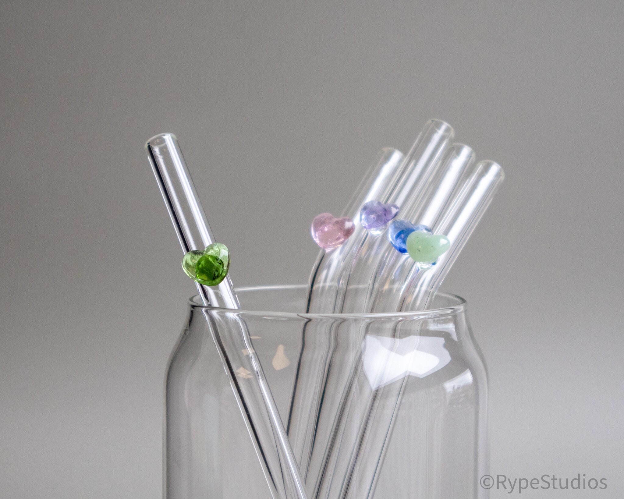 Set of 4 glass straws short