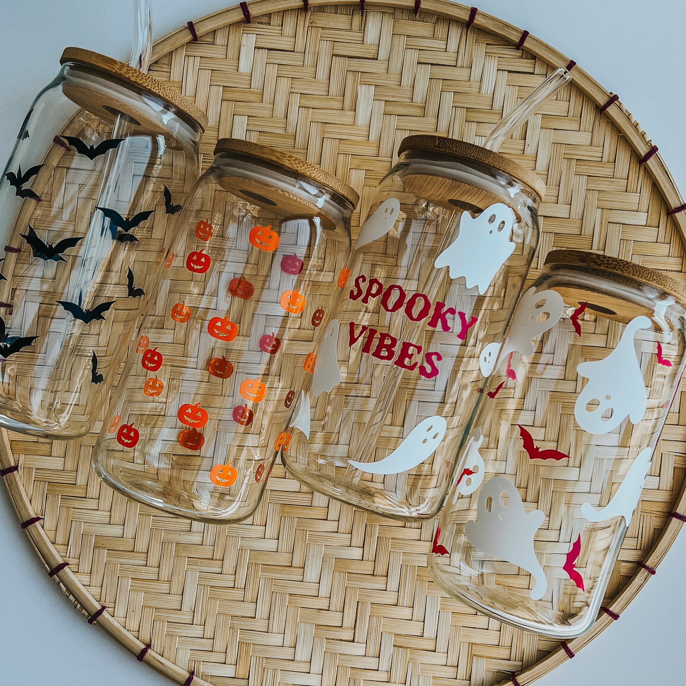 Gruseliges Saison Libbey Glas, Halloween Bierdose Glas, niedliche Halloween Eiskaffeetasse, Ghouls Tasse, Kürbis Tasse Geschenkidee, Gruselige Fledermäuse Tasse