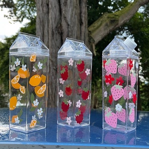 Gepersonaliseerde fruit helder melkpak waterfles fruit thema schattig cadeau waterfles fruit thema fruit minnaar cadeau gepersonaliseerd fruit