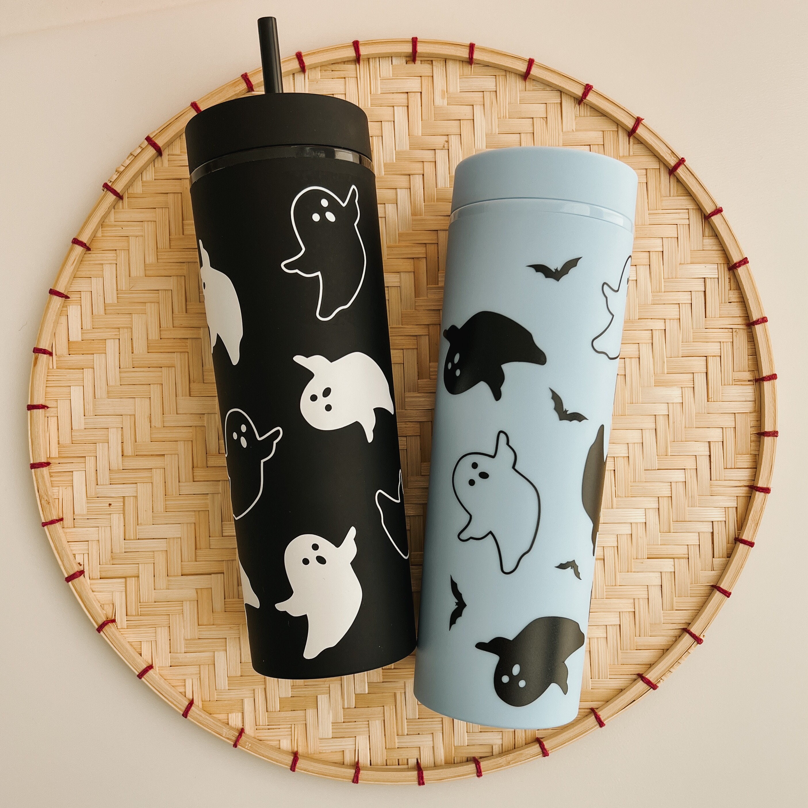 Ghouls Tumblers Personalised Halloween Skinny Tumbler Gift Cute Spooky Season Water Bottle Custom Halloween Water Bottle With Straw
