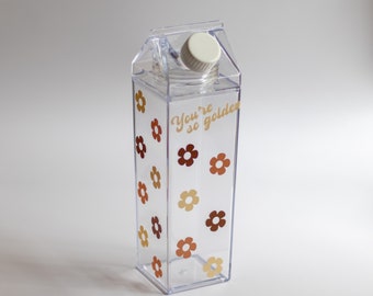 Herfstbloemen melkpak, gepersonaliseerde doos waterfles cadeau voor haar, creatieve doos herfstkleuren bloem