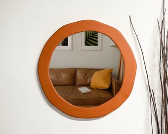 Decorative Wall Mirror, Colorful Irregular Wavy Wall Decor, Artistic Painted Asymmetrical Mirror