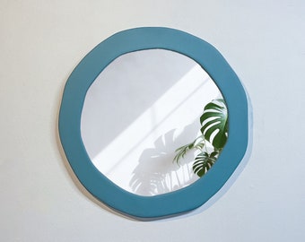 Organic Round Mirror, Irregular Colorful Wall Mirror Decor, Artistic Painted Asymmetrical Mirror