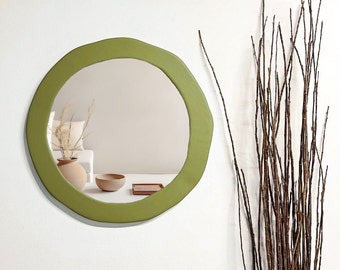 Decorative Mirror, Colorful Irregular Wavy Wall Decor, Artistic Painted Asymmetrical Mirror