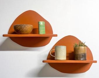 Colorful Floating Wall Shelf: Handcrafted Abstract Art Decor