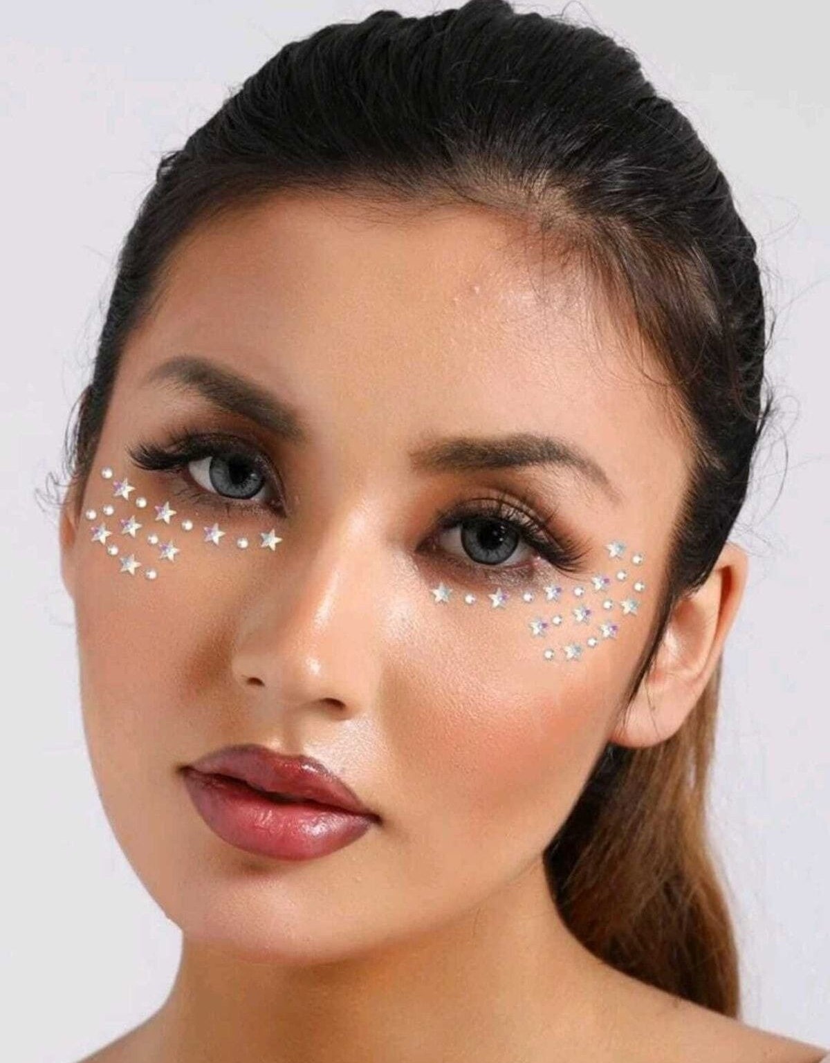 Eye Body Face Gems Jewels Rhinestone Stickers Acrylic Self Adhesive Crystal  White AB Makeup Diamonds Face Tattoo Stick Gems for Women Festival