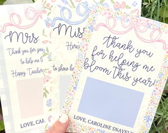 Teacher Appreciation Gift Card Holder Printable Thank you for helping me bloom Grandmillenial Preppy digital download