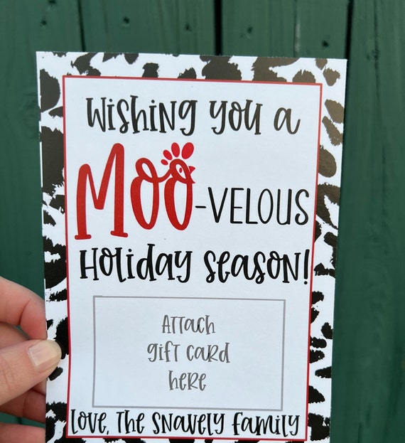 Teacher Christmas printable Wishing you a Moo-velous Holiday our little nugget Cute teacher gift digital gift card holder Gift tag Chick