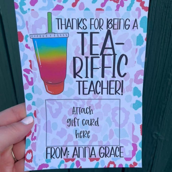 Teacher Appreciation printable gift card holder Tea riffic teacher gift for teacher End of school Loaded Tea Teacher gift