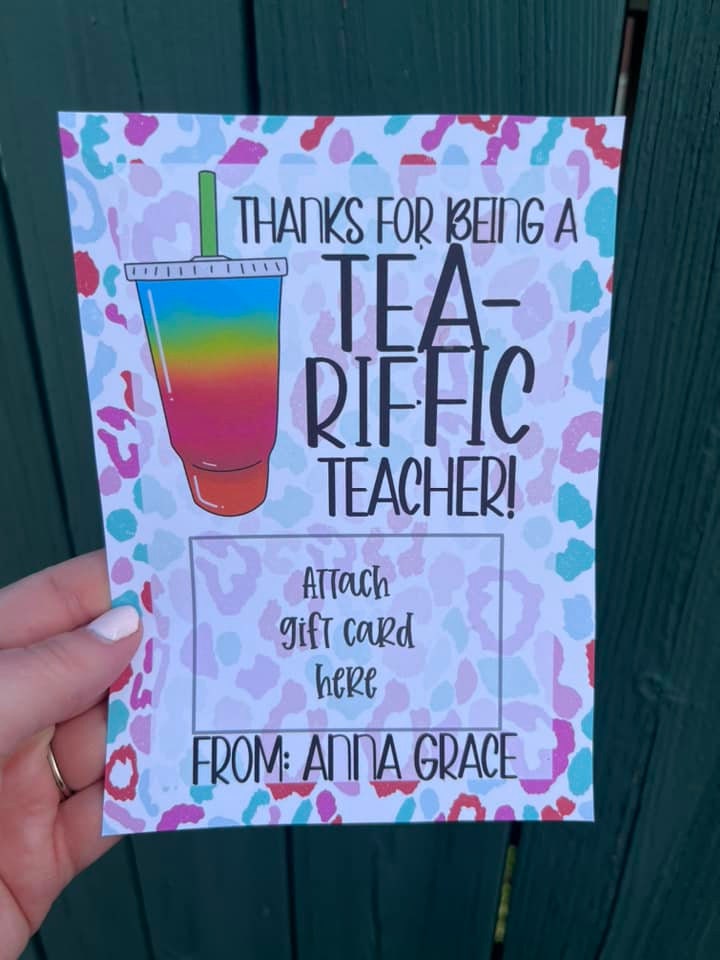 Teacher Appreciation printable gift card holder Tea riffic teacher gift for teacher End of school Loaded Tea Teacher gift