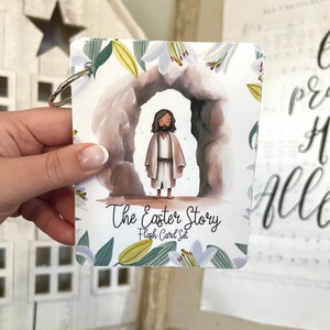 Cartões de memória flash da história da Páscoa Cartões de escritura do advento da Páscoa Atividade para crianças de Páscoa Educação domiciliar Bíblia cristã Jesus | Baixar IMPRIMÍVEL