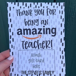 Porte-cartes cadeau imprimable remerciement pour enseignant Merci d'être un cadeau incroyable pour un enseignant Vacances de fin d'année