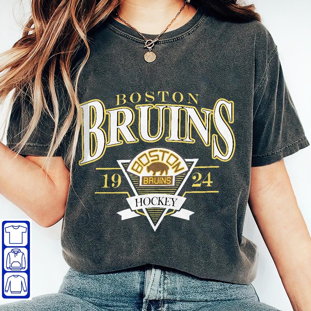 Boston Bruins Retro Brand Melange Gold Hockey Script Vintage Tri-Blend T- Shirt