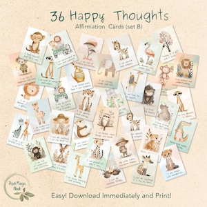 Descargar 36 Pensamientos Felices (conjunto B) Tarjetas de Afirmación Positiva Que Edifican la Autoestima Estímulo Diario Baraja de Positividad Inspiradora Imprimible