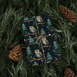 Christmas Owl Wrapping Paper, Christmas Gift Wrap, Owl Wrapping Paper, Cute Christmas Wrapping Paper