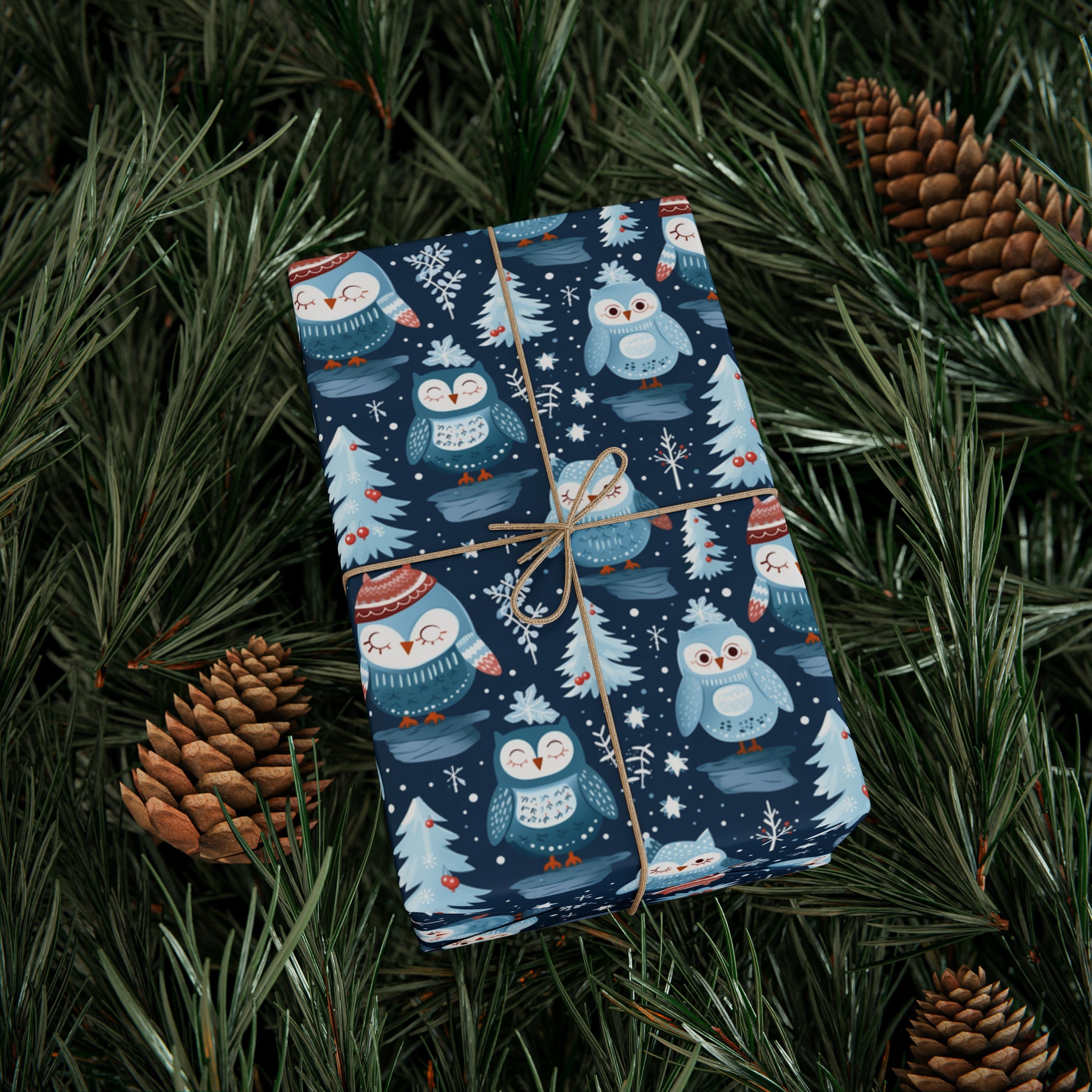 Christmas Wrapping Paper, Gift Wrap, Owl Wrapping Paper, Cute Christmas Wrapping Paper