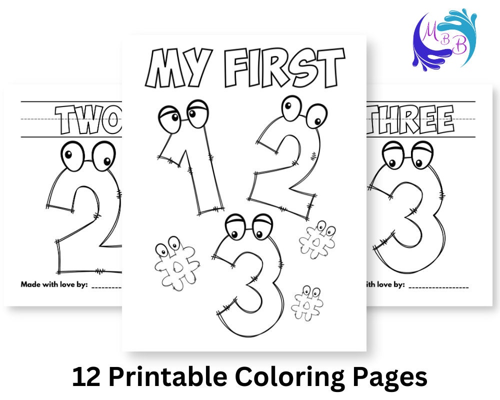 Kids Numbers and Counting Printable Coloring Pages - Etsy