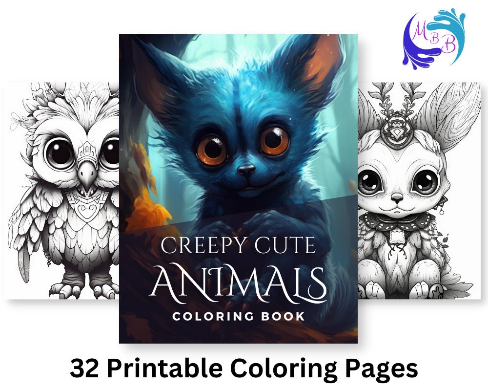 Creepy Cute Animals Printable Coloring Pages for Teens and Adults - Etsy