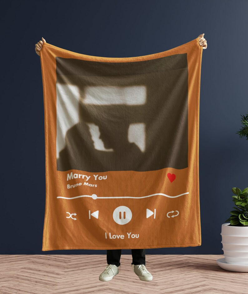 Personalized Anniversary Blanket With Your Photo, Favorite Song Blanket ...