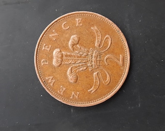 1971年ヴィンテージ2ペンス硬貨：エリザベス女王、ジュエリークラフト