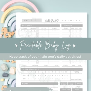 Printable Daily Baby Log | Baby Tracking Log Book | Newborn Journal | Feeding Tracker