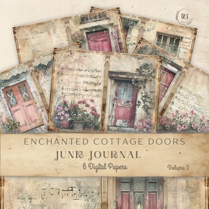 Enchanted Cottage Doors Junk Journal Digital Papers Volume Three, Cottages Print, Vintage, Instant Download, JPG, 300 DPI, Personal Use Only