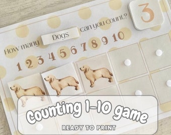 Counting Game Preschool Printable Activity Homeschool Resources Montessori Early Childhood Materials Toddler Worksheets Numeracy Animals