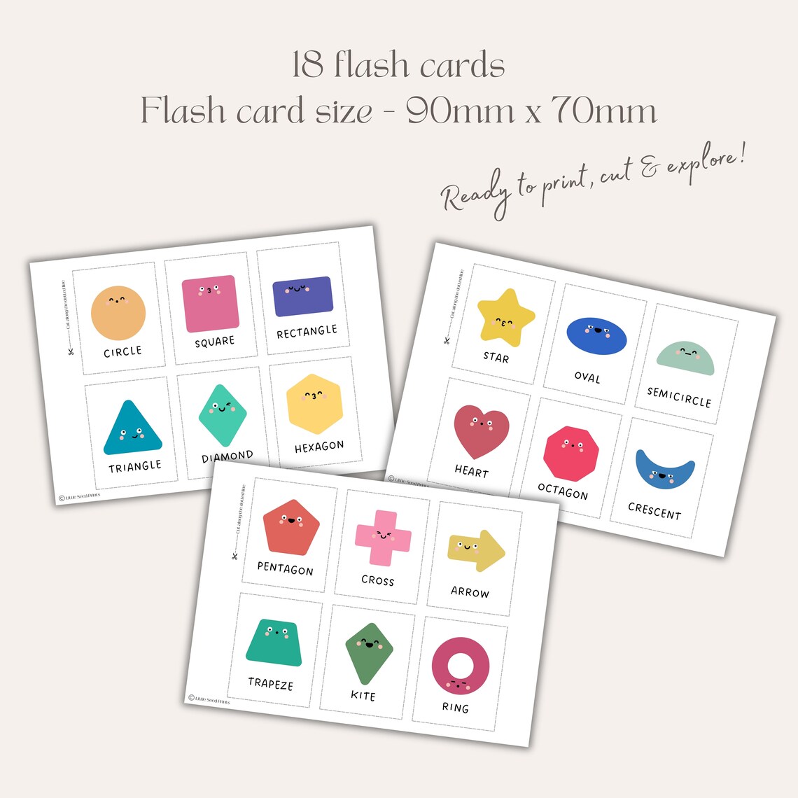 Shape Flash Cards Printable Preschool Resources Homeschool Materials Montessori Early Learning ...