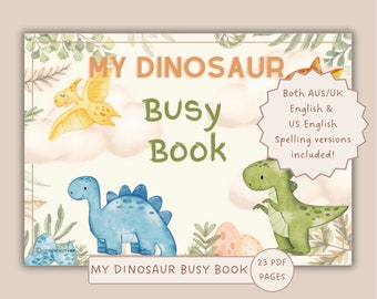 My Dinosaur Busy Book Printable Toddler Activities Preschool Resources Homeschool Materials Montessori Early Learning Binder For Children