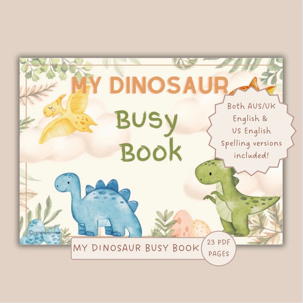 My Dinosaur Busy Book Printable Toddler Activities Preschool Resources Homeschool Materials Montessori Early Learning Binder For Children