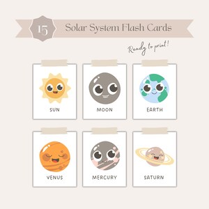 Solar System Printable Flash Cards Visuals Toddler Resources Children Early Learning Space Quiet Activity Montessori Homeschool Materials