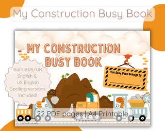 Livro de Atividades com Caminhão de Construção: Tamanho A4 para Imprimir, Aprendizado para Crianças (PDF)