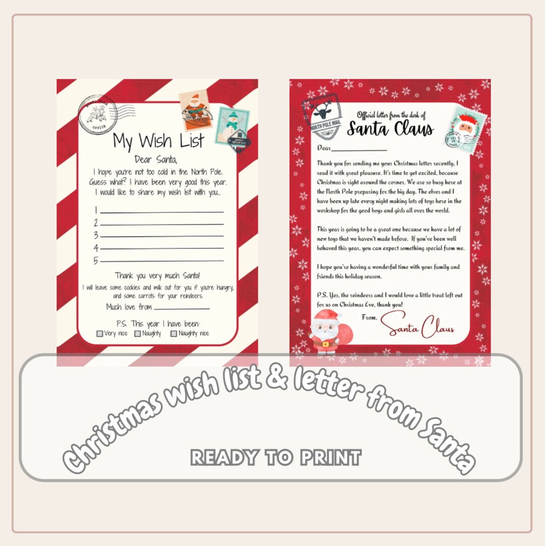 Letter to Santa Printable Template From North Pole Easy to Print Kids ...