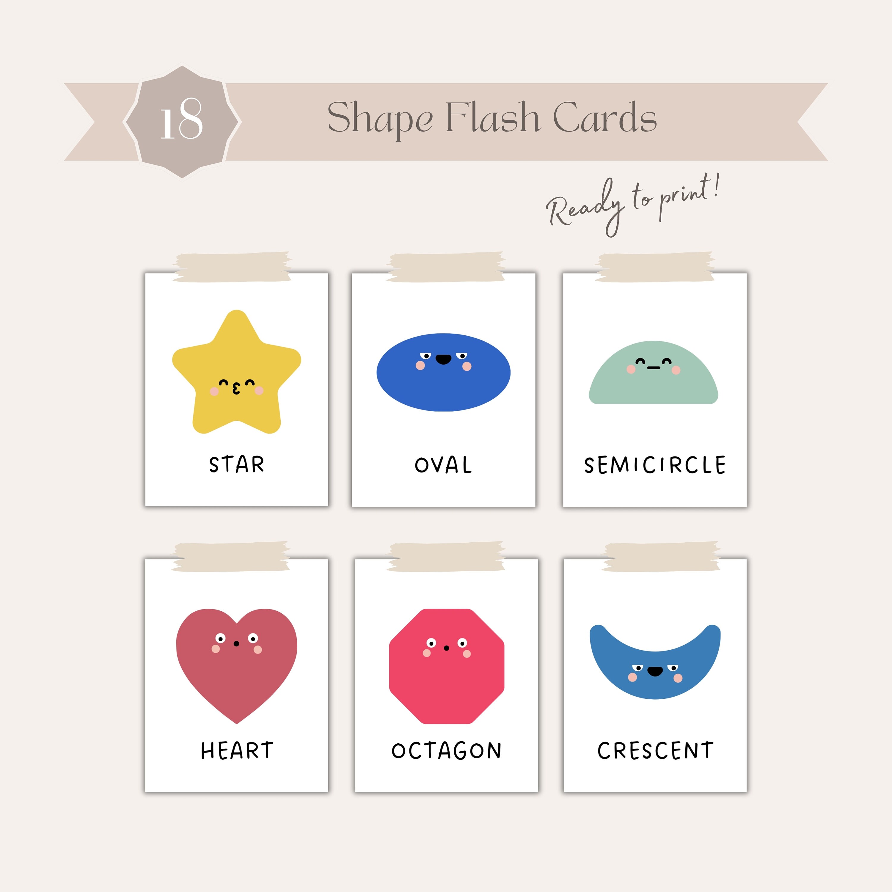 Shape Flash Cards Printable Preschool Resources Homeschool Materials Montessori Early Learning ...