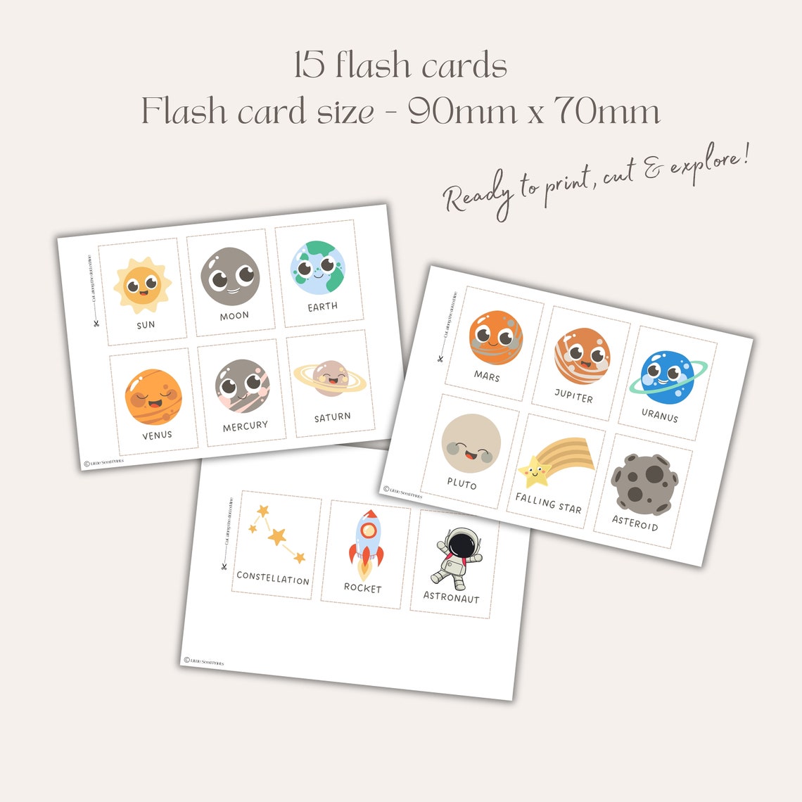 Solar System Printable Flash Cards Visuals Toddler Resources Children ...