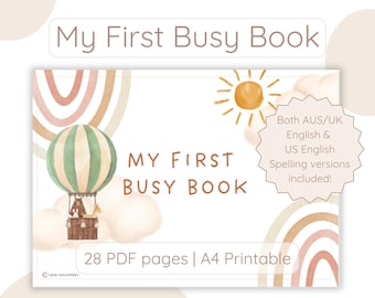My First Busy Book Printable Toddler Quiet Book Preschool Activities Homeschool Resources Montessori Materials Kids Learning Binder