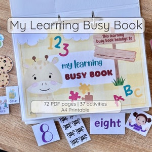 My Learning Busy Book Printable Toddler Quiet Book Preschool Activities Homeschool Resources Montessori Materials Kids Learning Binder