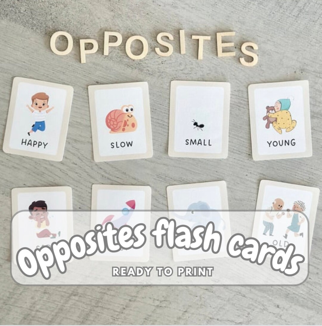 Opposites Printable Flash Cards Preschool Teaching Resources Toddler ...