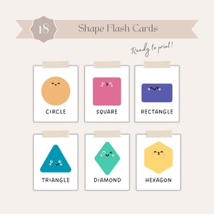 Cartes flash Shape Ressources préscolaires imprimables Matériel pour l'école à la maison Montessori Apprentissage précoce Reconnaissance des tout-petits Formes visuelles pour la classe