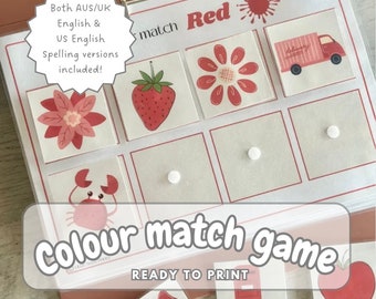 Colour Matching Game Printable Early Learning Resources Toddler Activity Preschool Materials Homeschooling Busy Book Quiet Resource For Kids