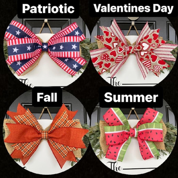 Seasonal Bows for Interchangeable Door Hanger, Replacement Door Hanger Bows, Front Door Wreath Bows, Holiday Bows, Seasonal Door Sign Bows