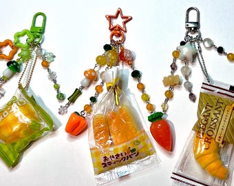 Cute Squishy Japanese Gachapon Food Themed Beaded Keychains Trinket