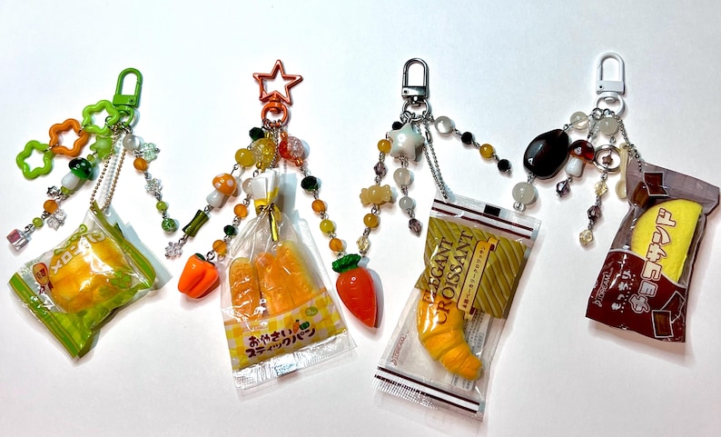 Cute Squishy Japanese Gachapon Food Themed Beaded Keychains Trinket - Etsy