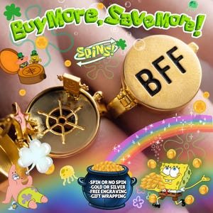 Cartoon Sponge Spinning BFF Ring Gift Bestseller Hypoallergenic Gold or Silver