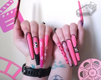 Trendy Hot Pink Barbie Glitter and Sparkling Gel Nail Sticker | Love Sparkles | Danni & Toni