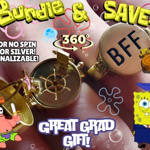 Cartoon Sponge BFF Ring Spinner & Stationary 2-5 Day Delivery US Seller Personalization and Gift Wrap Available Great Gift Cute