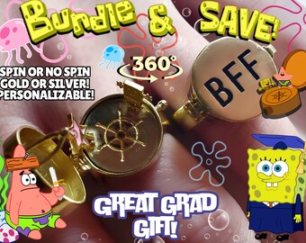 Cartoon Sponge BFF Ring Spinner & Stationary 2-5 Day Delivery US Seller Personalization and Gift Wrap Available Great Gift Cute