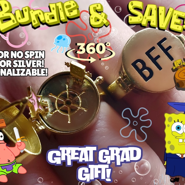 Cartoon Sponge BFF Ring Spinner & Stationary 2-5 Day Delivery US Seller Personalization and Gift Wrap Available Great Gift Cute