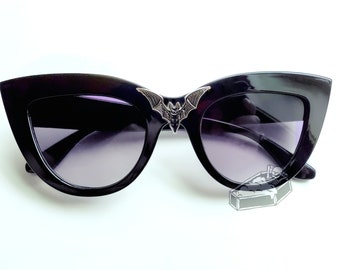 Handmade Bat Sunglasses: Goth Punk Cat Eye UV400