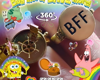 Anneaux de filature éponge dessin animé BFF | Meilleure vente | Livraison en 2 à 5 jours aux États-Unis | Filature ou non | Emballage cadeau original personnalisable en or ou en argent